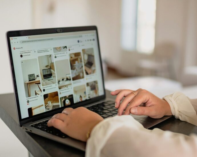Pinterest Pins displayed on a laptop screen.